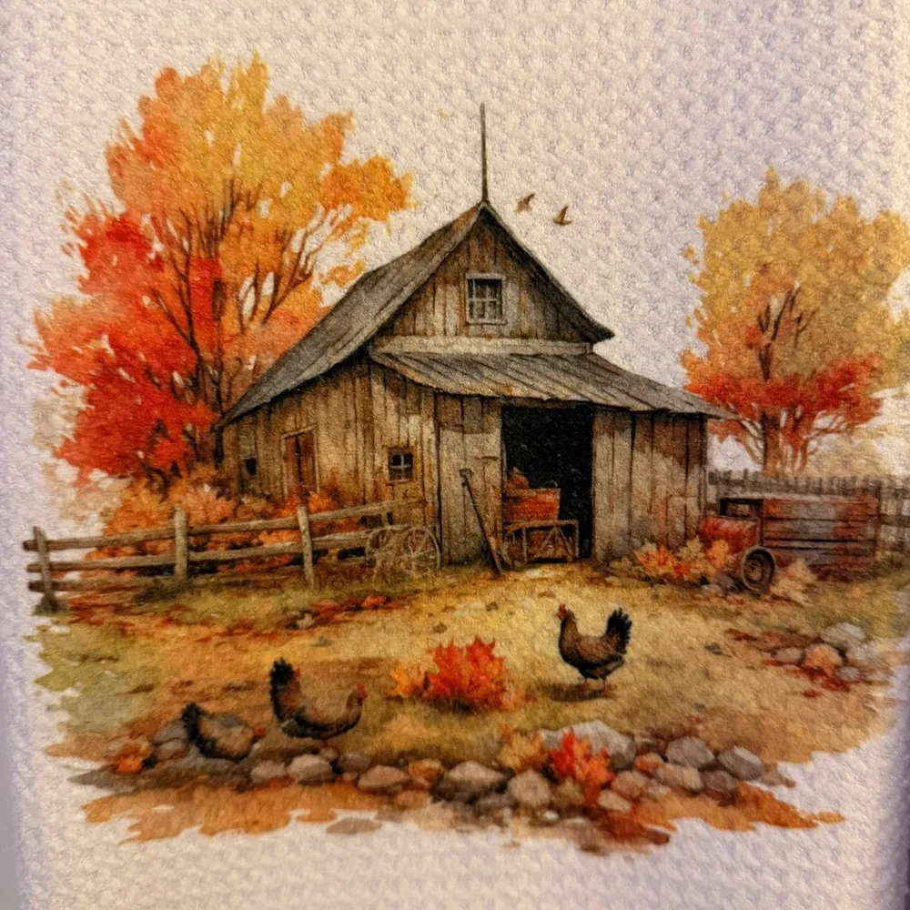 Autumn Rustic Barn 2 Piece Towel Set